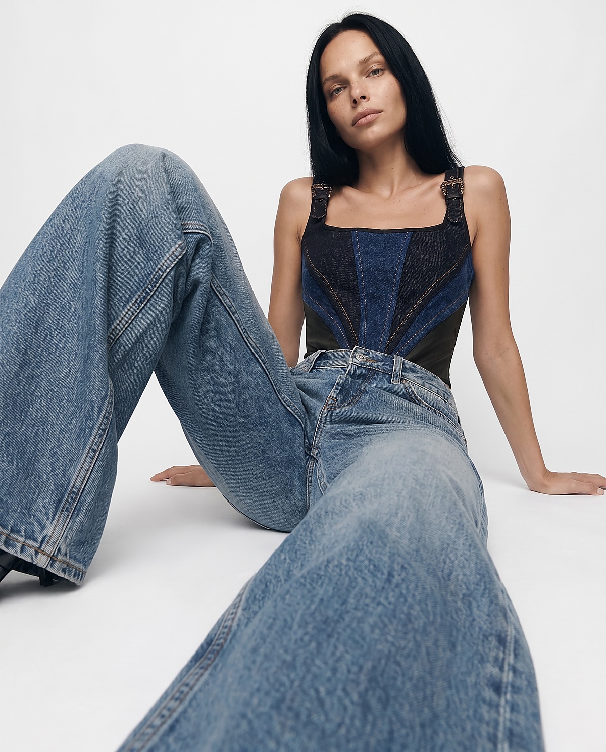 Geniş Paça Flare Jean & Korse Üst