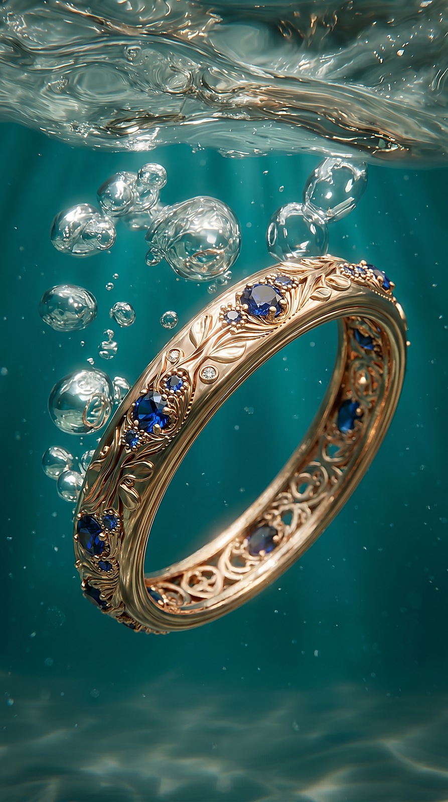 Sualtı Safir & Altın Yüzük